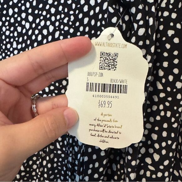 Altard State Black & White Tiered Ruffle Hem Long Sleeve Dress NWT Size Small - Picture 9 of 10